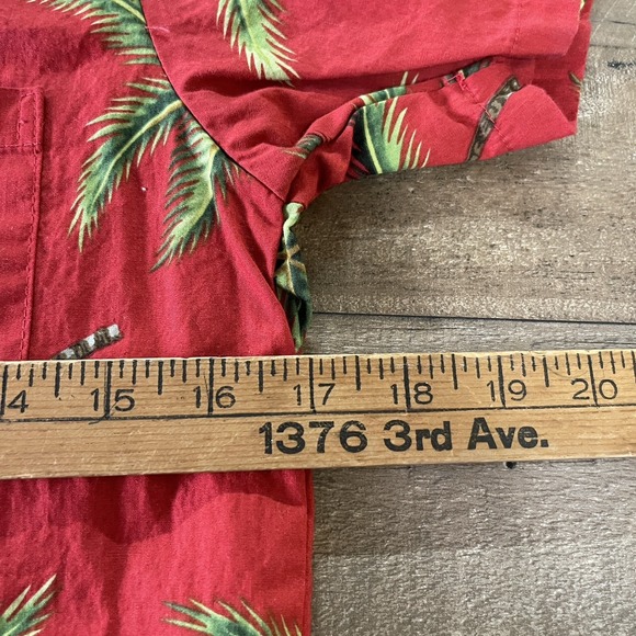 VTG Bishop St. Hawaiian Shirt Red Palm Tree Print Boys Youth Size 12 Made USA - Picture 8 of 10